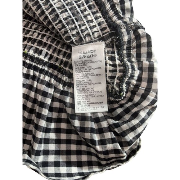 Urban Outfitters Gingham & Tweed Ruffled Mini Dress M Black/White/Green - Picture 6 of 6